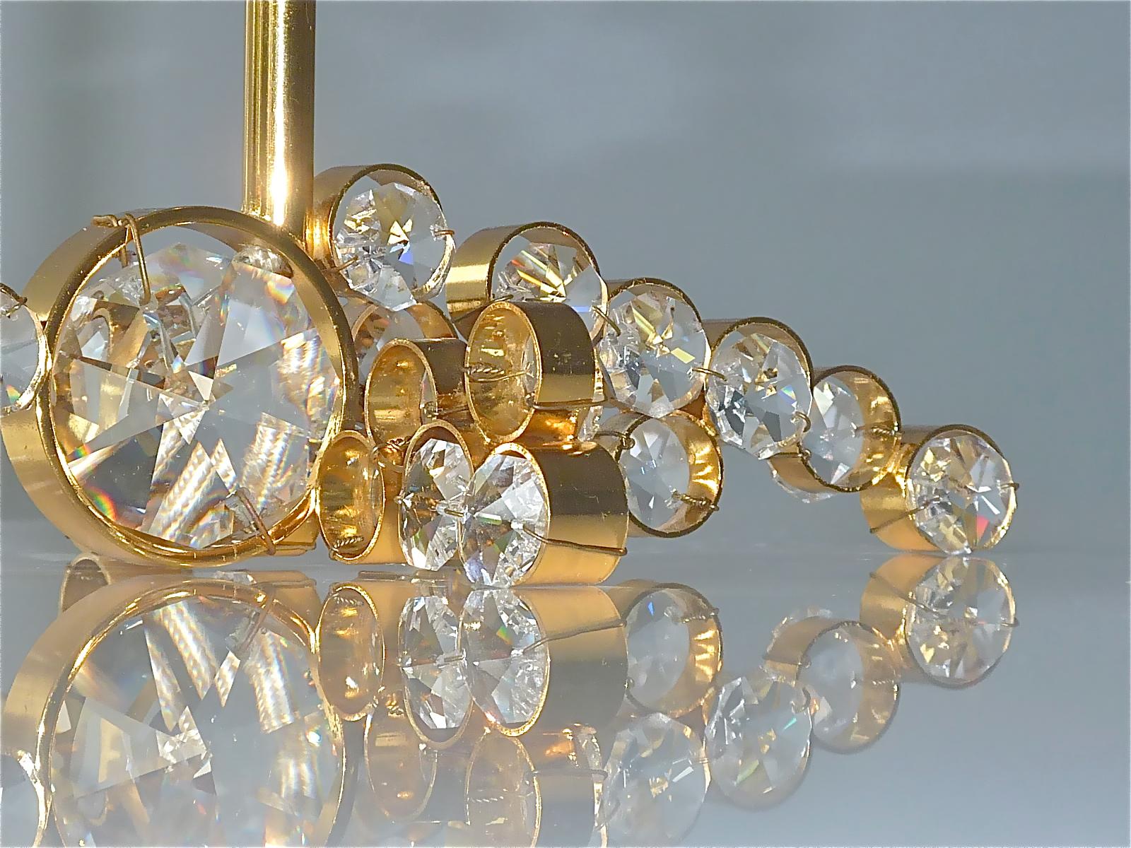 Precious Palwa Table Lamp Gilt Brass Faceted Crystal Glass Lobmeyr Style 1950s For Sale 4