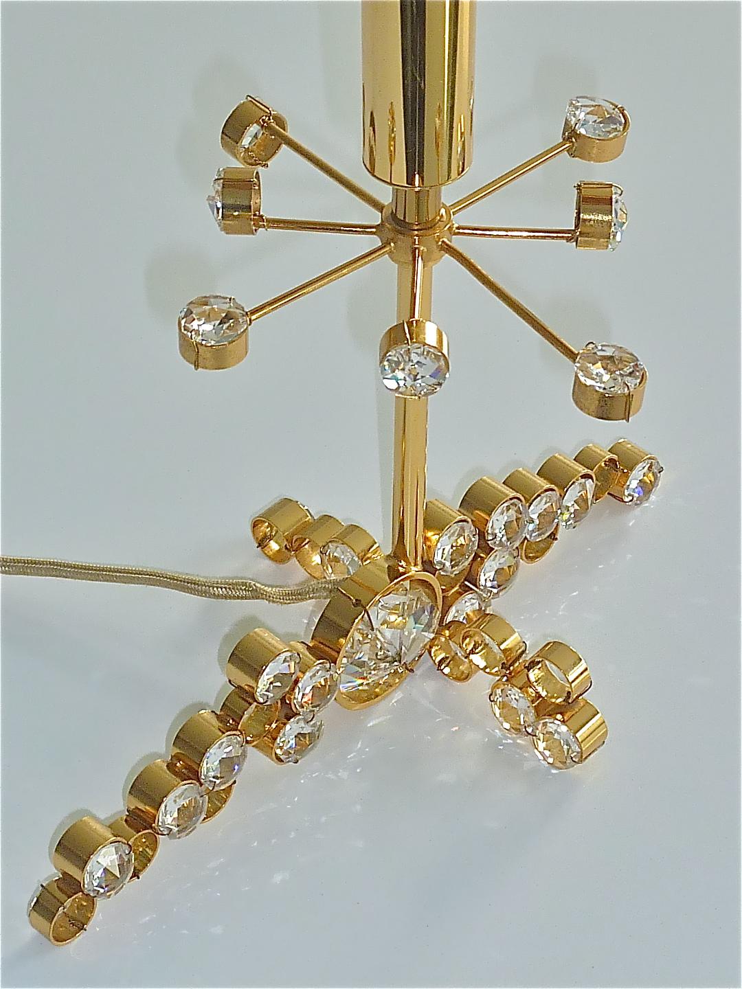 Precious Palwa Table Lamp Gilt Brass Faceted Crystal Glass Lobmeyr Style 1950s For Sale 6