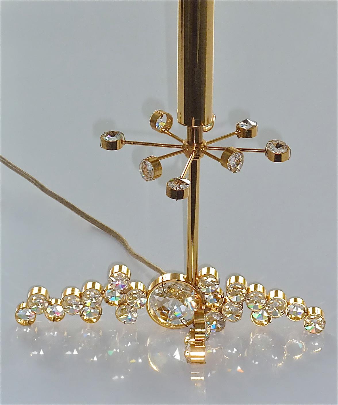 Precious Palwa Table Lamp Gilt Brass Faceted Crystal Glass Lobmeyr Style 1950s For Sale 8