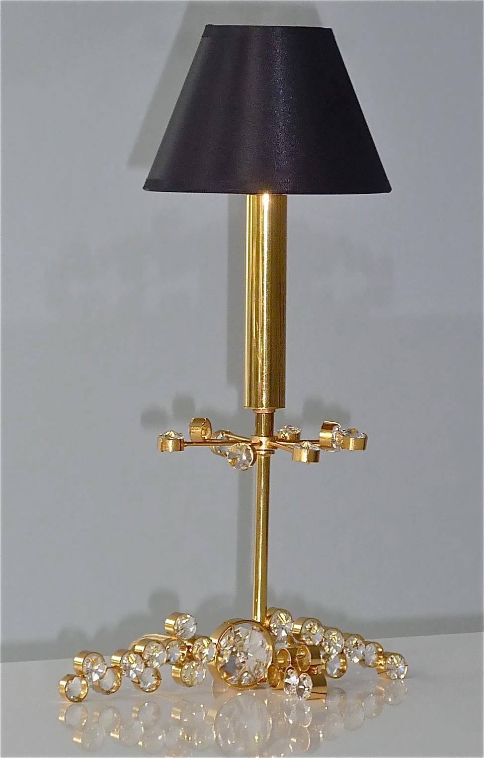 Precious Palwa Table Lamp Gilt Brass Faceted Crystal Glass Lobmeyr Style 1950s For Sale 9