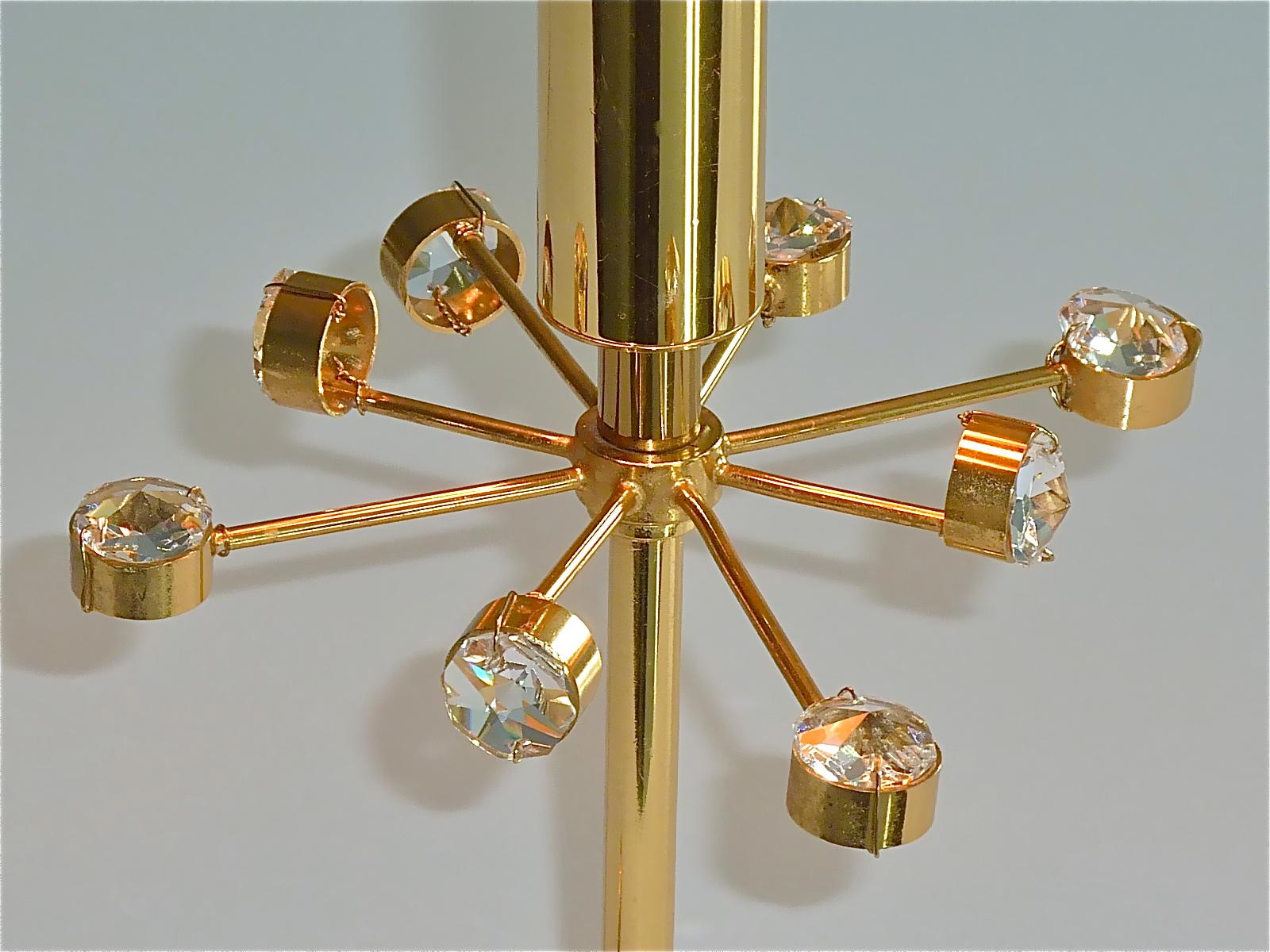 Precious Palwa Table Lamp Gilt Brass Faceted Crystal Glass Lobmeyr Style 1950s For Sale 10