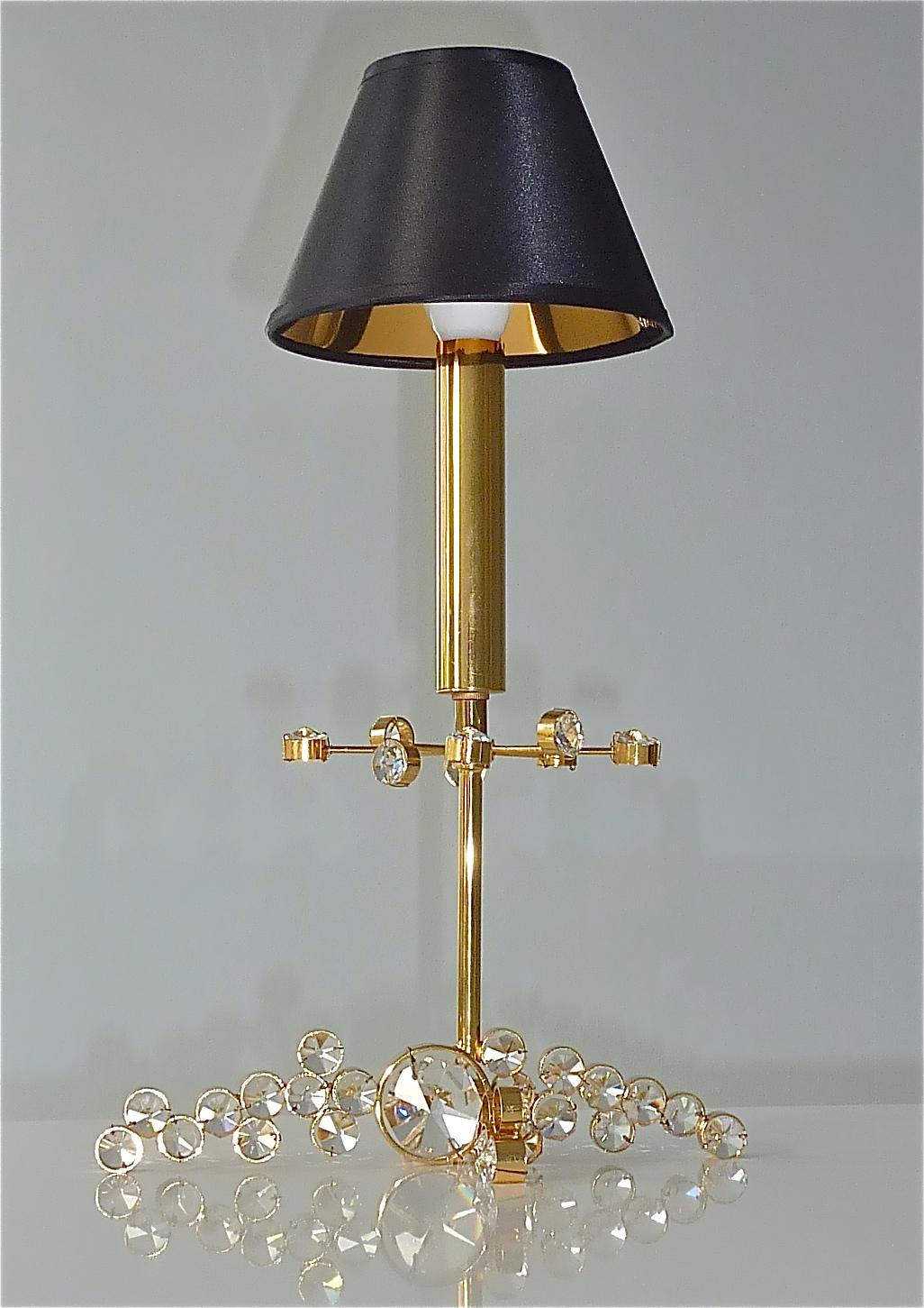 Hollywood Regency Precious Palwa Table Lamp Gilt Brass Faceted Crystal Glass Lobmeyr Style 1950s For Sale