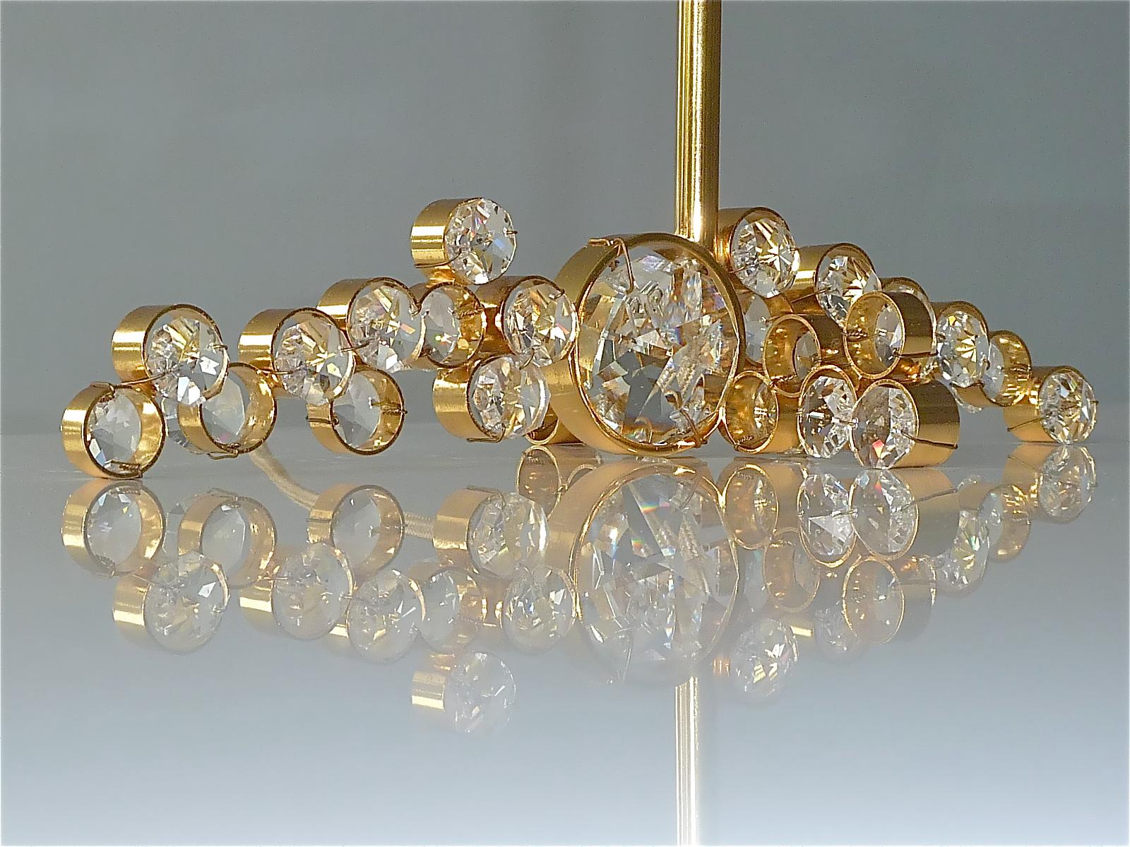 Precious Palwa Table Lamp Gilt Brass Faceted Crystal Glass Lobmeyr Style 1950s For Sale 1