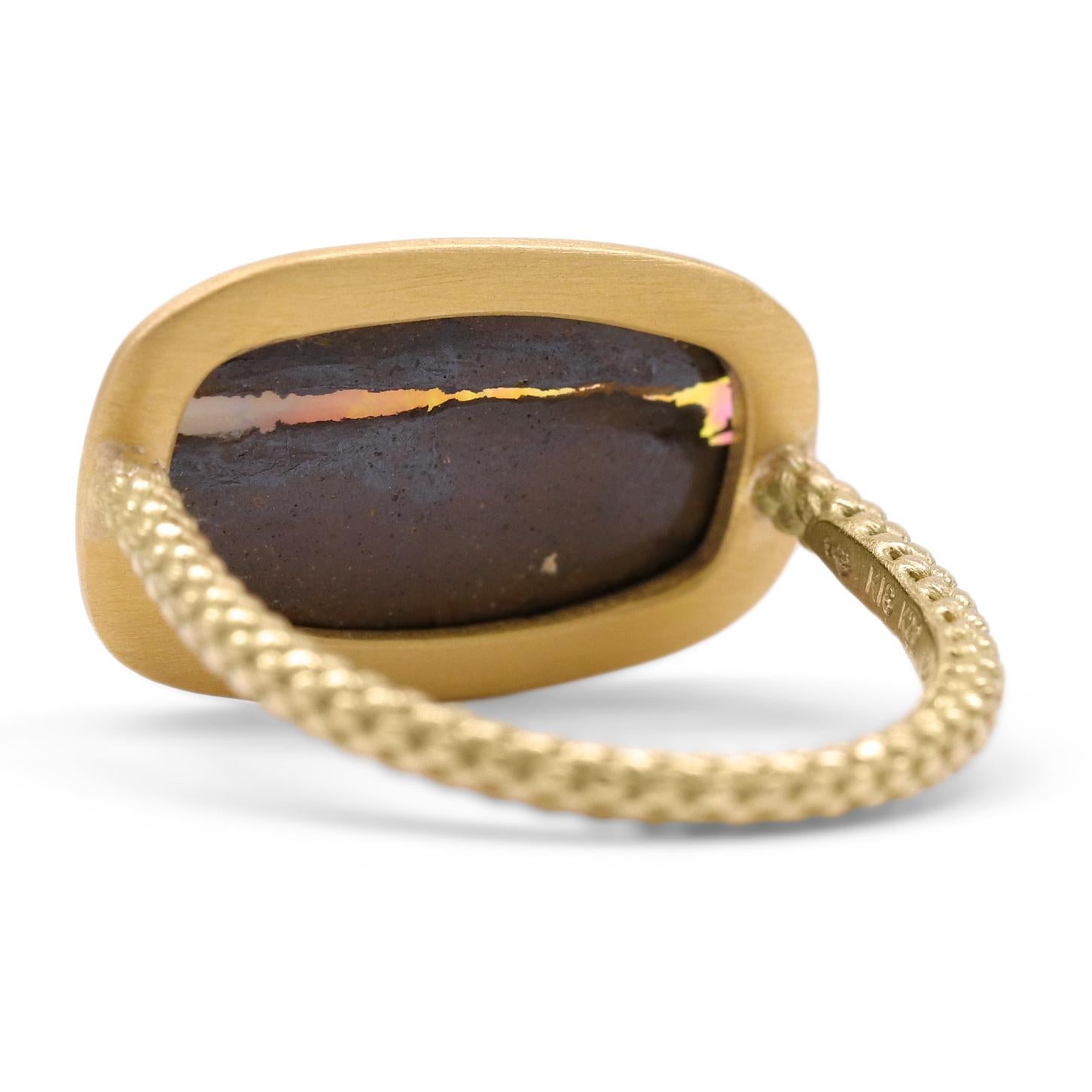 Precious Picture Opal 22K Gold Handmade One of a Kind Ring, Talkative, 2022 In New Condition For Sale In Dallas, TX