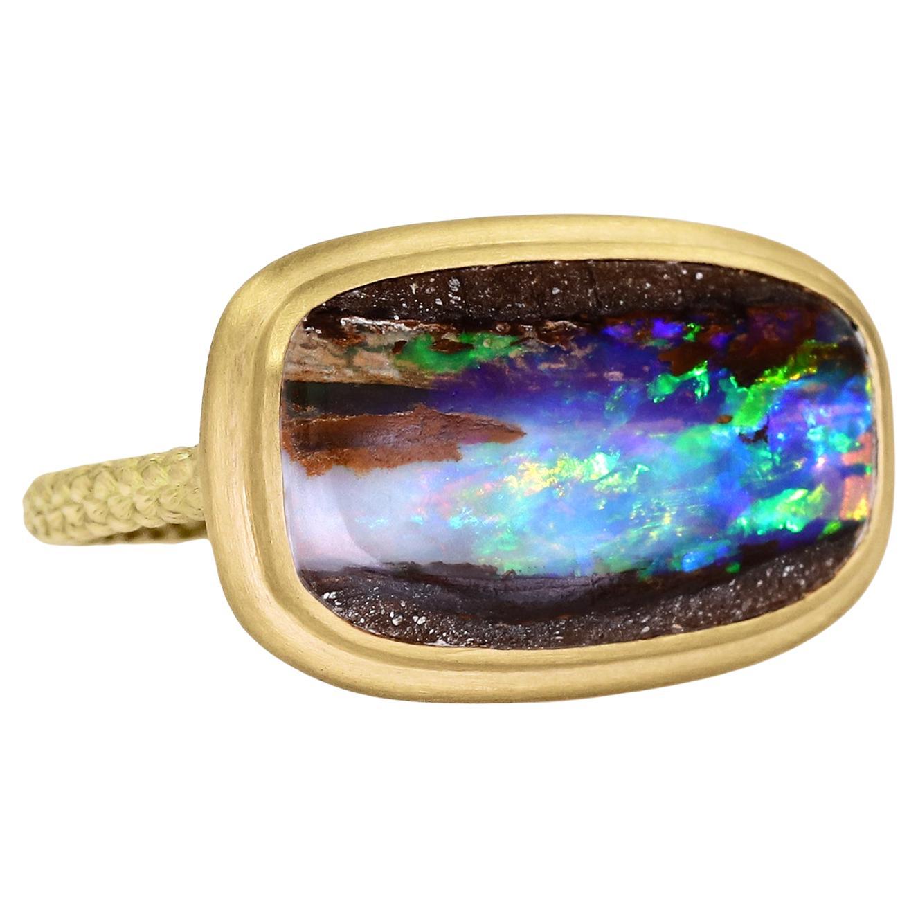 Precious Picture Opal 22K Gold Handmade One of a Kind Ring, Talkative, 2022
