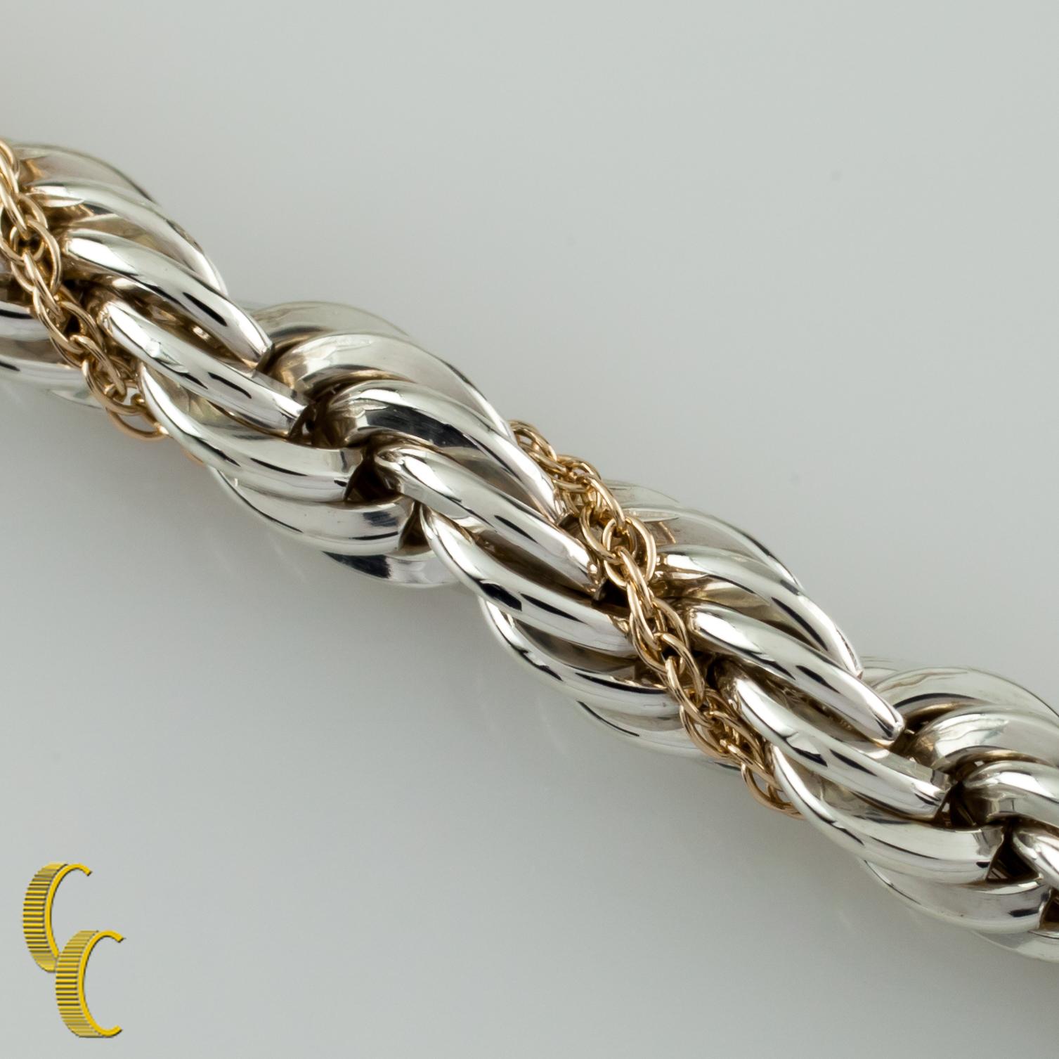 Precious 14K Gelbgold & Sterlingsilber Seil Seil-Halskette, 18 Zoll (Moderne) im Angebot