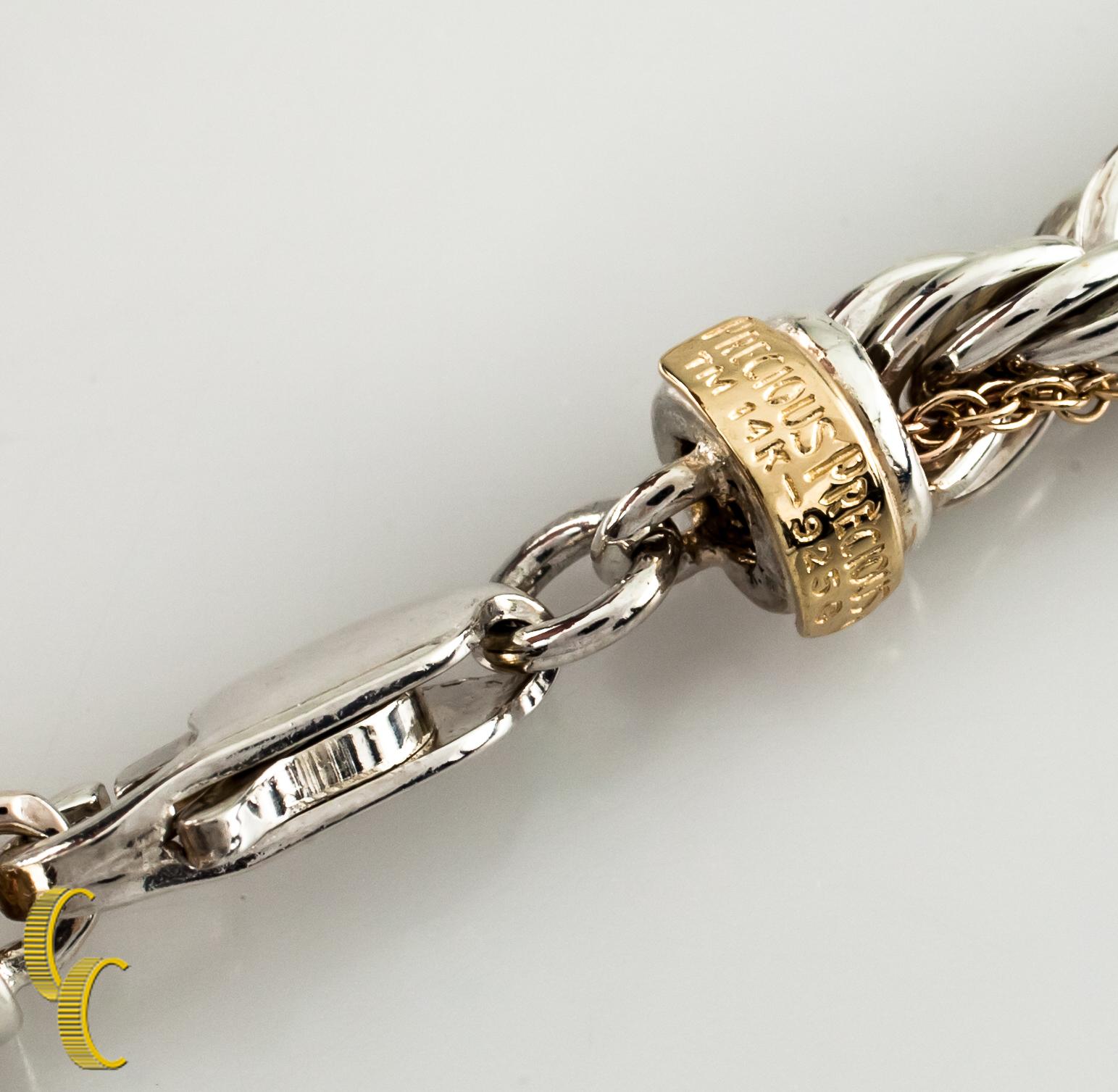 Precious 14K Gelbgold & Sterlingsilber Seil Seil-Halskette, 18 Zoll im Zustand „Gut“ im Angebot in Van Nuys, CA