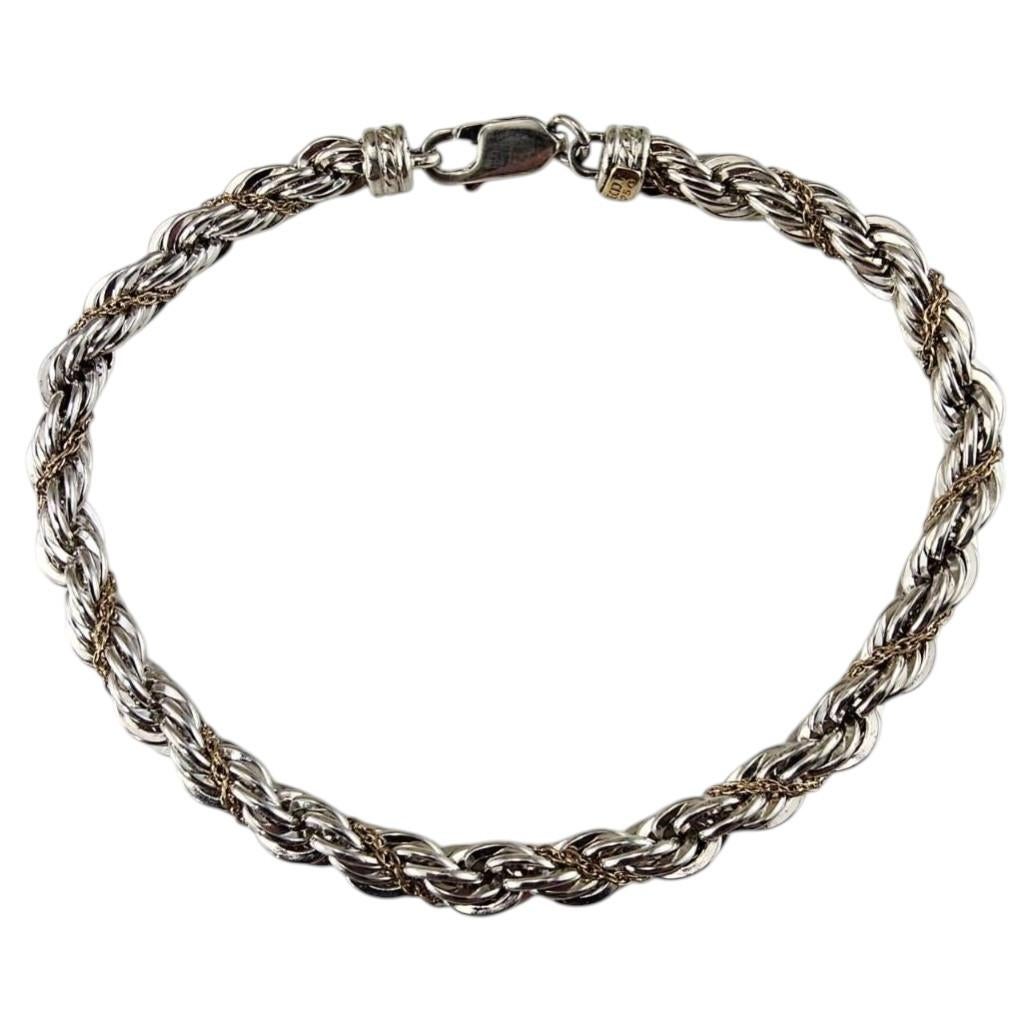 Precious Precious Sterling Silver 14K Yellow Gold Rope Chain Bracelet #25568