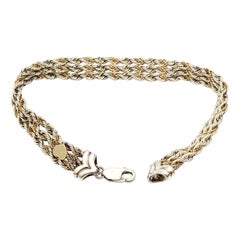 Precious Precious Sterling Silver and 14K Yellow Gold Three Strand Rope Bracelet