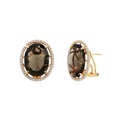 Precious Quartz Diamond Gold Yellow Earrings