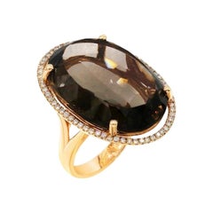 Precious Quartz Diamond Gold Yellow Ring