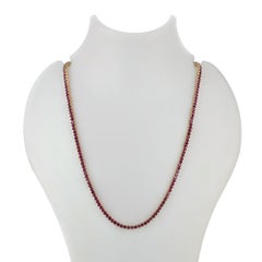 Collier « tennis » en or jaune 14 carats serti de rubis précieux – Bijoux de luxe – 17"
