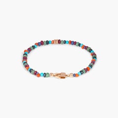 Bracelet de pierres précieuses avec pierres multicolores en or rose 18 carats, taille M