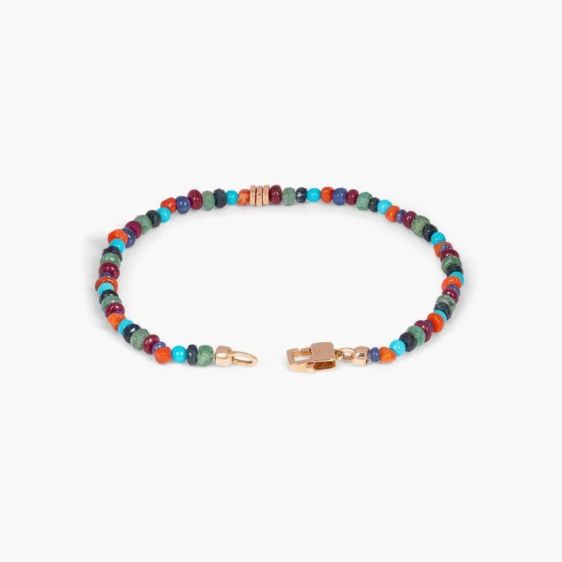 Precious Stone Bracelet with Multi-Colour Stones in 18K Rose Gold, Size M In New Condition For Sale In Fulham business exchange, London