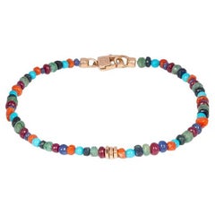 Precious Stone Bracelet with Multi-Colour Stones in 18K Rose Gold, Size S