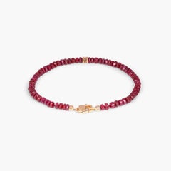 Bracelet de pierres précieuses avec rubis en or rose 18 carats, taille S