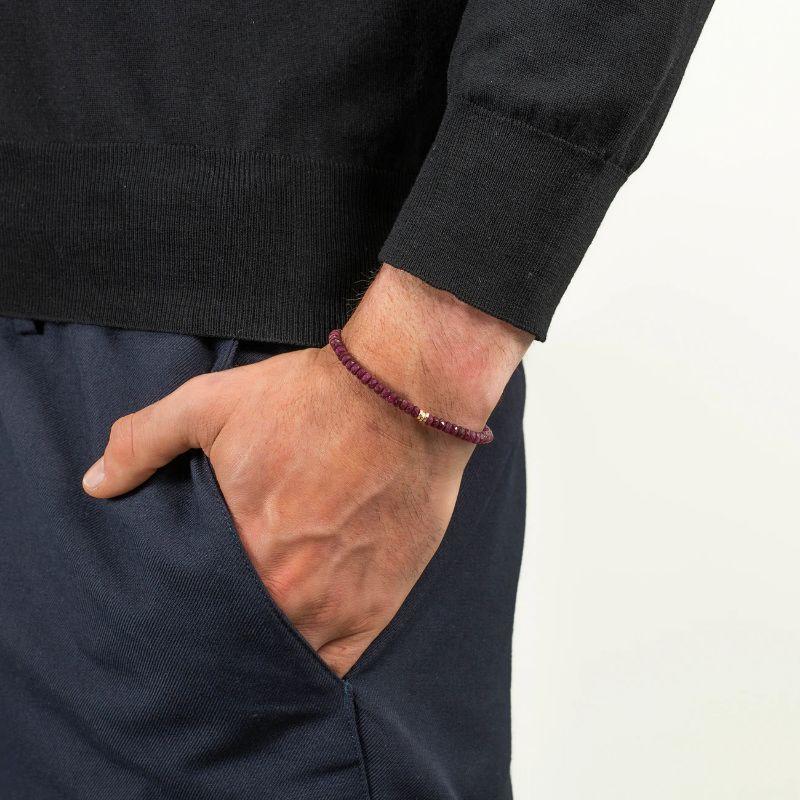 Armband aus 18 Karat Roségold mit Edelsteinen und Rubin, Größe S Herren im Angebot
