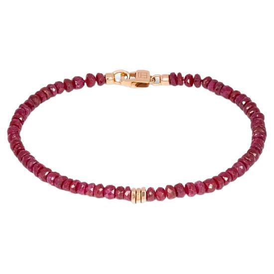 Bracelet de pierres précieuses avec rubis en or rose 18 carats, taille S