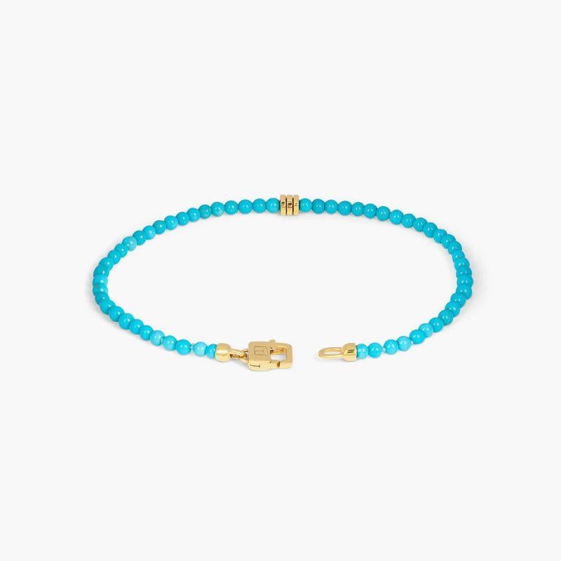 Precious Stone Bracelet with Turquoise in 18K Gold, Size XS In New Condition For Sale In Fulham business exchange, London