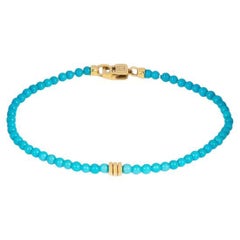 Bracelet de pierres précieuses avec turquoise en or 18 carats, taille XS