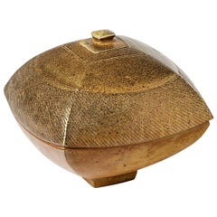Precious Stoneware Ceramic Box with Gold Touch Signed by Steen Kepp, circa 1975