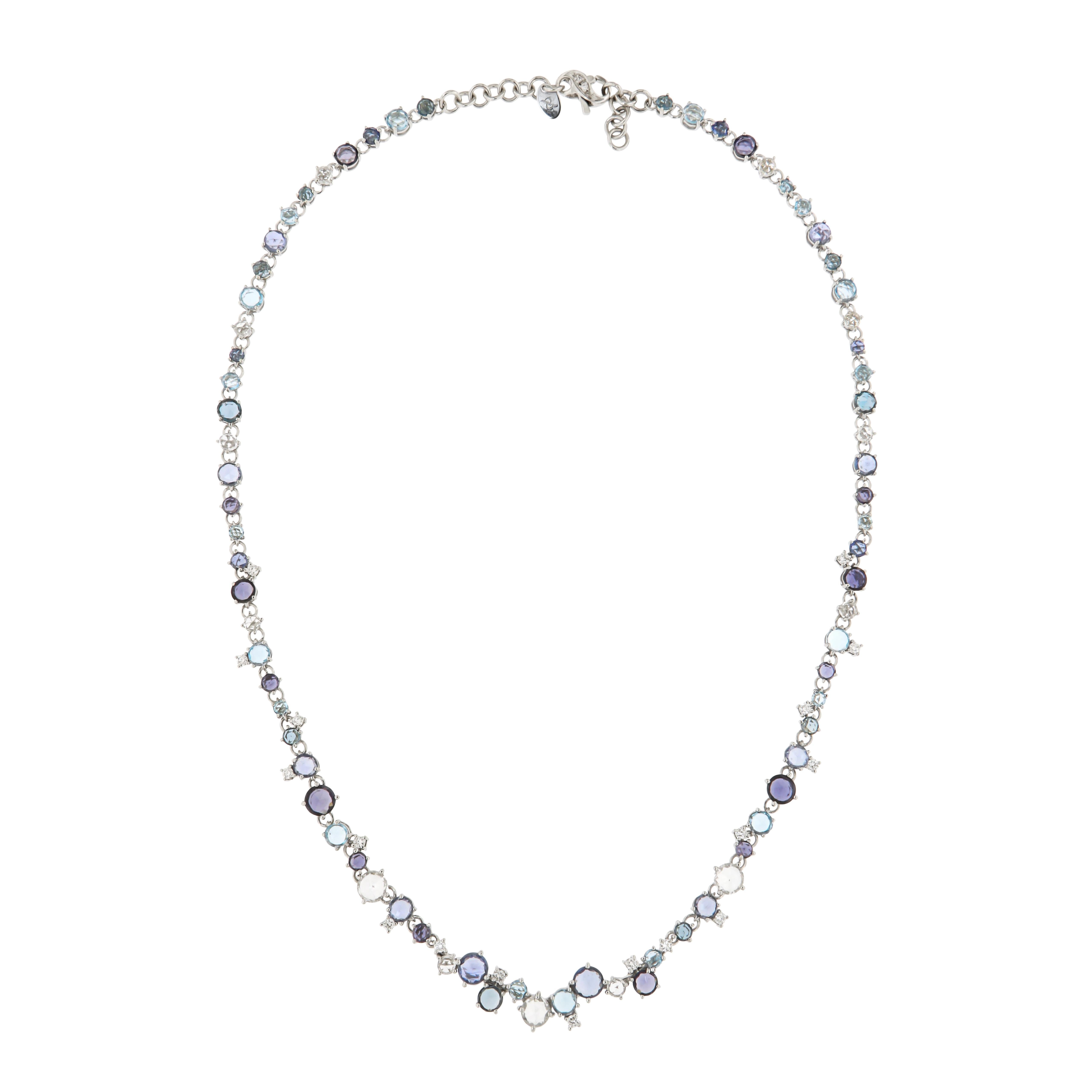 Necklace White 18K Gold (Matching Necklace and Ring Available)

Diamond 0,25 ct
Blue Sapphire
London Blue Topaz

Weight 5.40

It is our honour to create fine jewelry, and it’s for that reason that we choose to only work with high-quality, enduring