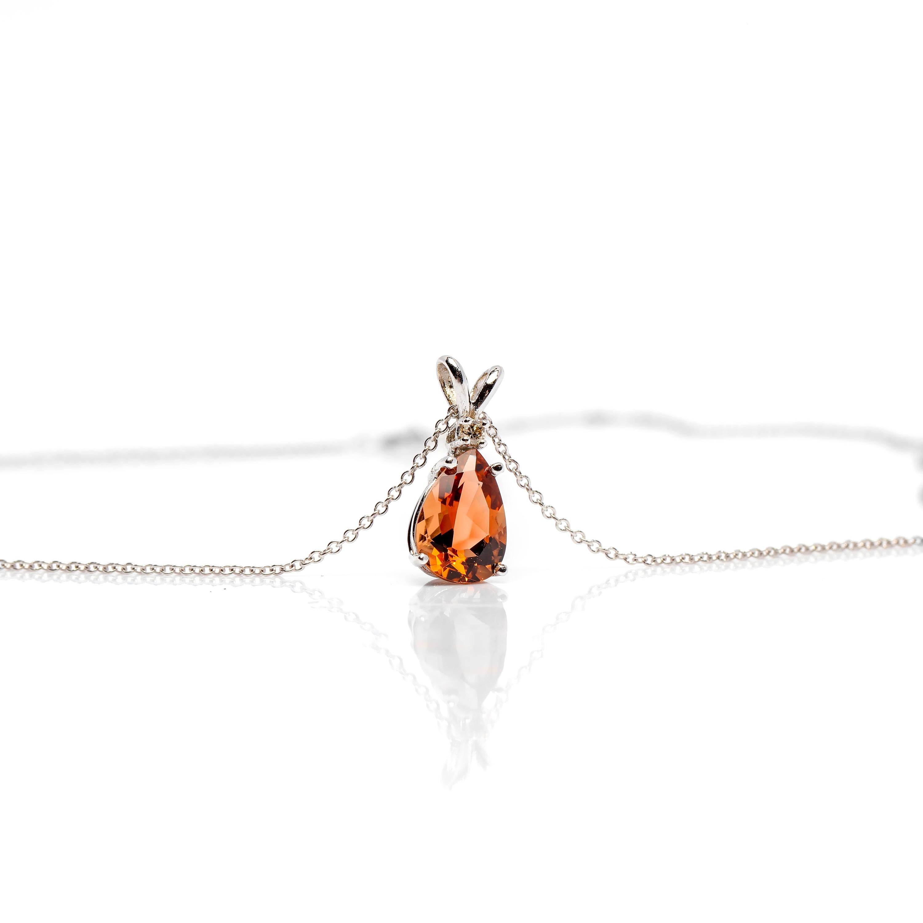 Precious Topaz Pendant with Diamond In Excellent Condition In Southbury, CT