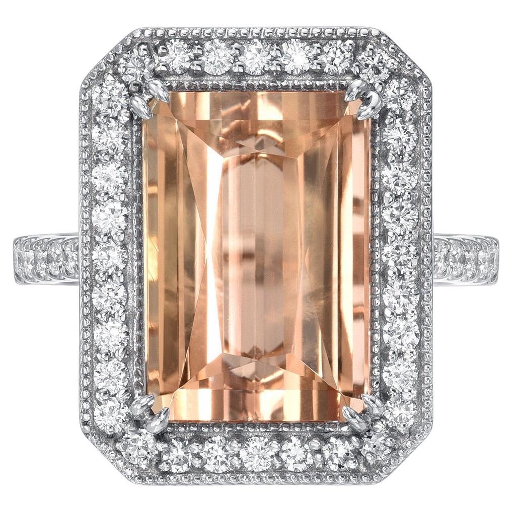 Emerald-Cut Precious Topaz and Diamond Ring in 18K White Gold - Beverly Hills For Sale 8