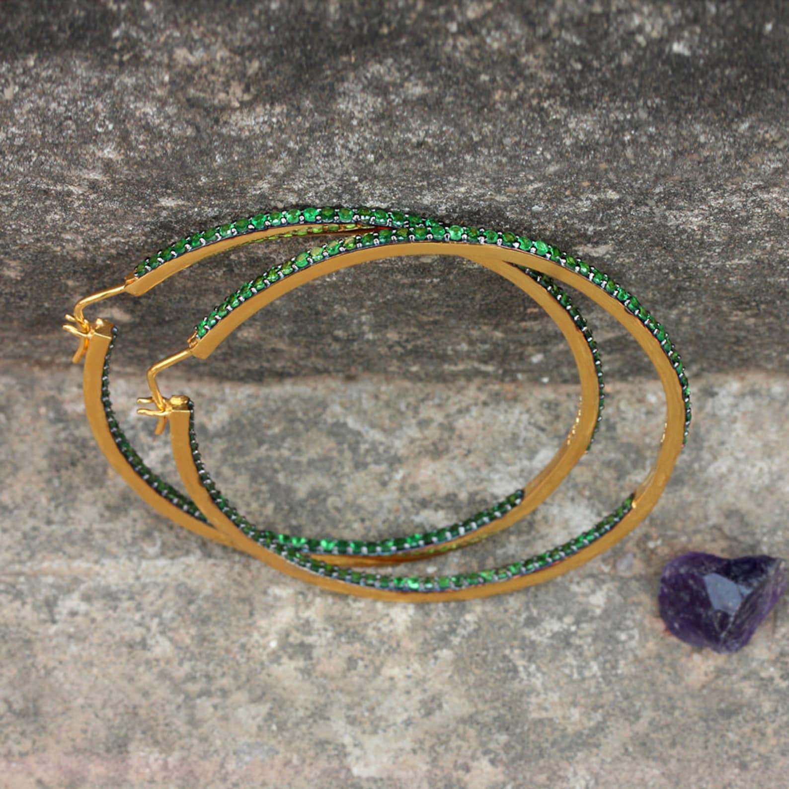 Precious Tsavorite Earrings 925 Sterling Silver Green Hoop Earrings For Sister.

Location: Earlobe
Closure: Ear wire

A P P R O X T I M E

All items are custom made to order. Our approx time is about 6 - 10 business days. This can change during peak