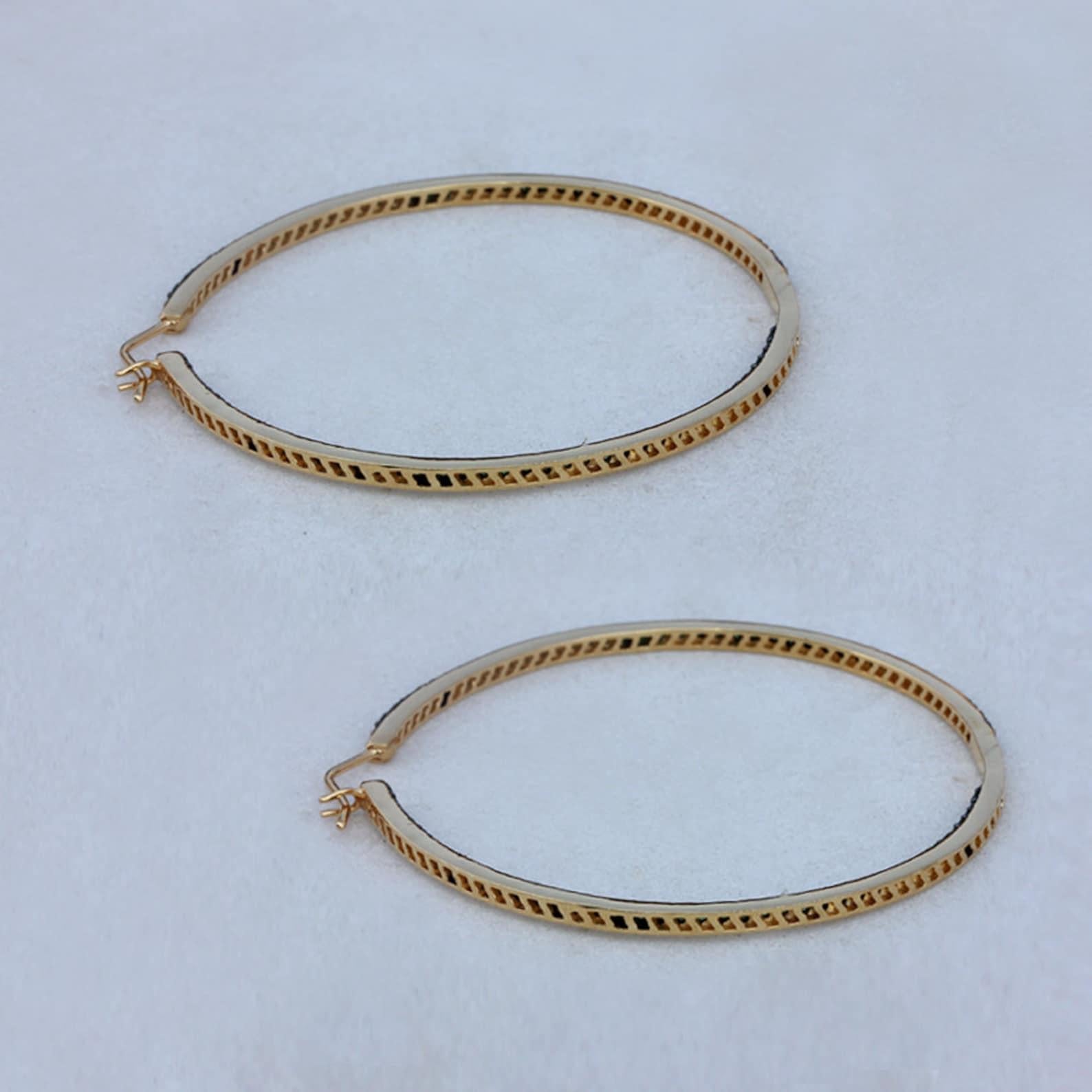 Art Deco Precious Tsavorite Earrings 925 Sterling Silver Green Hoop Earrings For Sister. For Sale