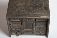 Precious Untouched Ebonized Walnut and Bone Coin Cabinet Very Rare, Italy
