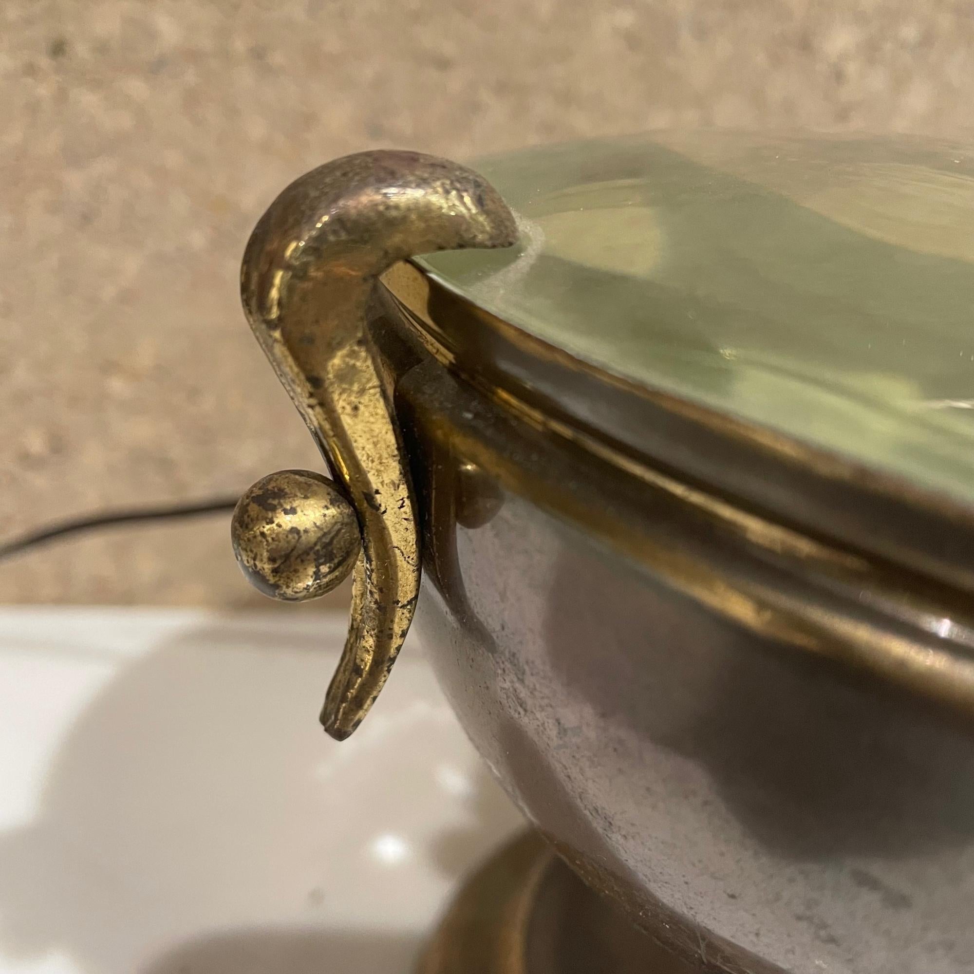 Mid-Century Modern Lovely Urn Table Lamp Italian Brass Art Glass Style Fontana Arte Italy 1950s