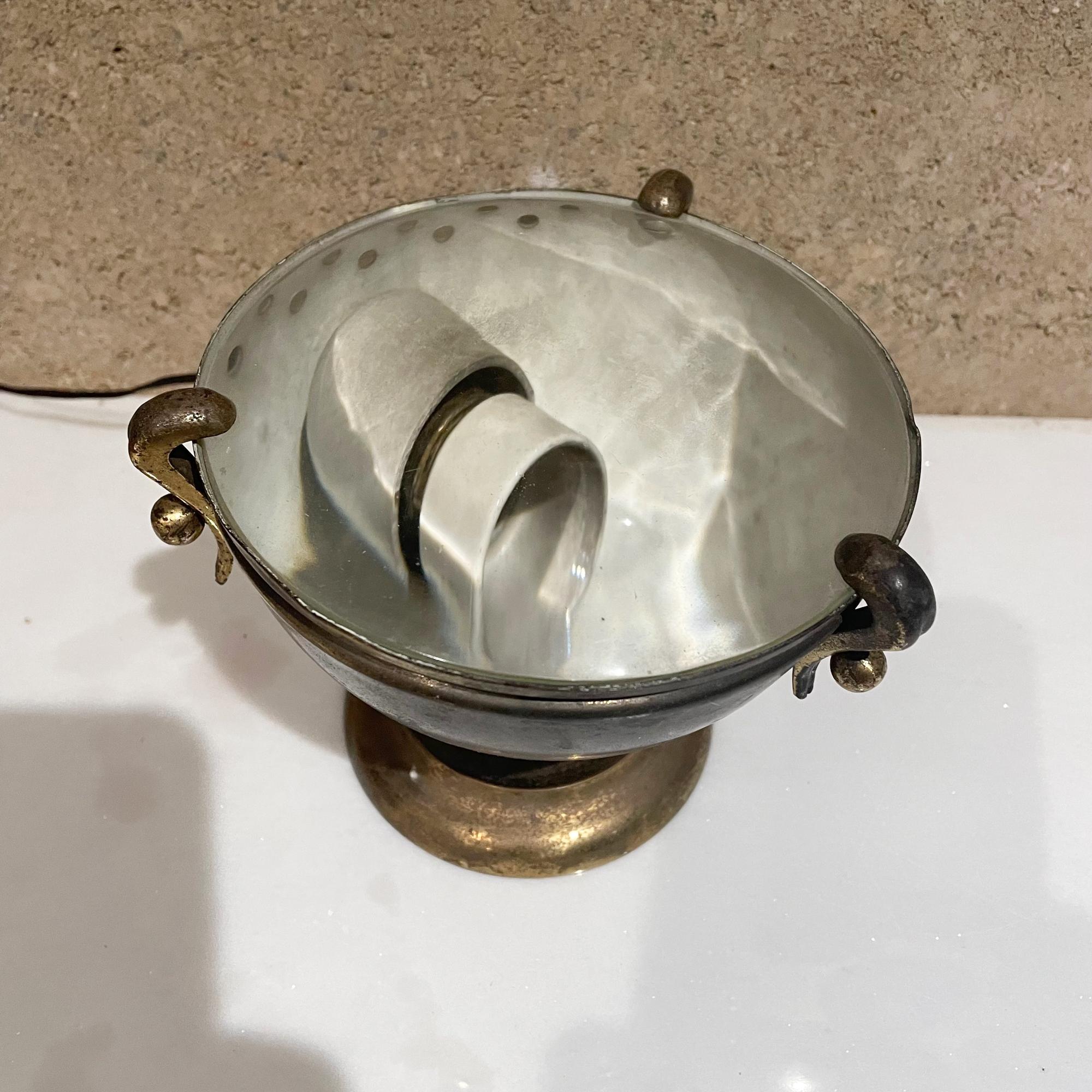 Patinated Lovely Urn Table Lamp Italian Brass Art Glass Style Fontana Arte Italy 1950s