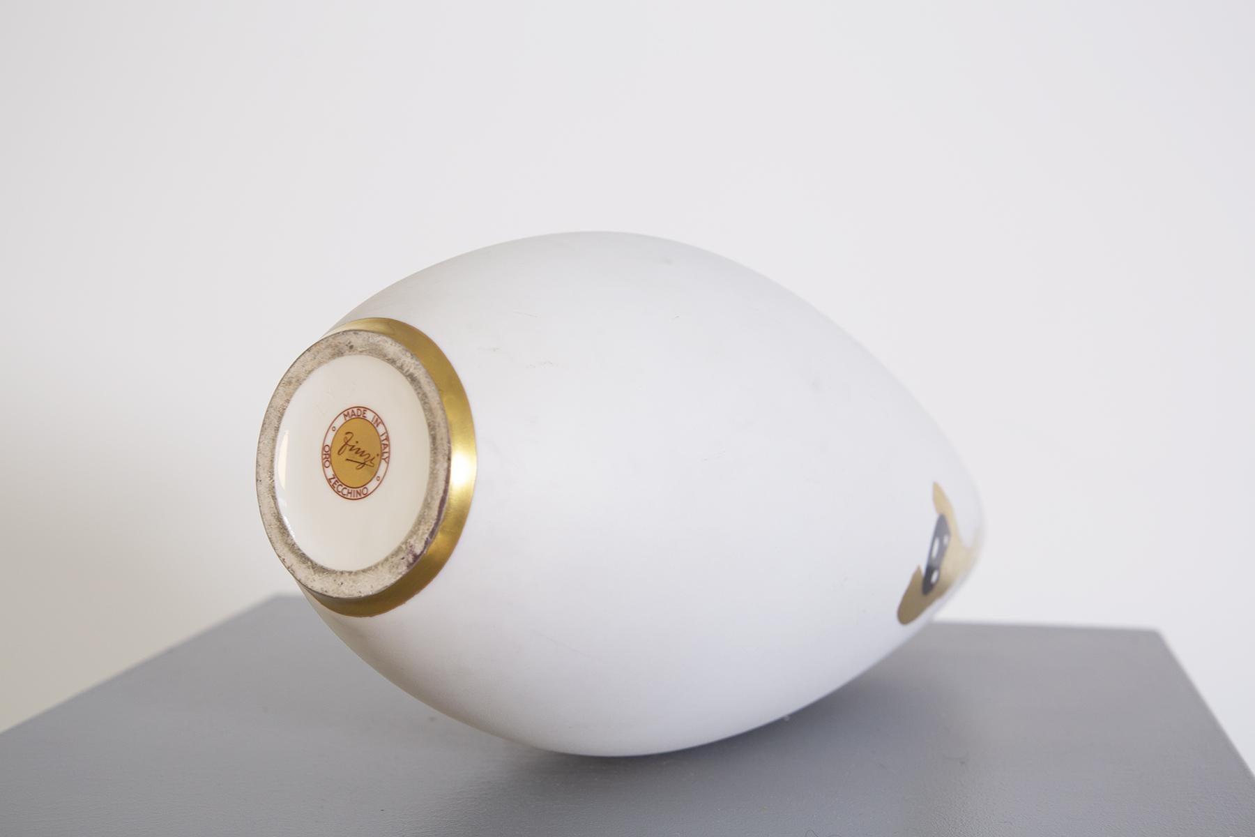 Or Precious Va par Arrigo Finzi en or pur et porcelaine, étiquette d'origine, années 1950 en vente