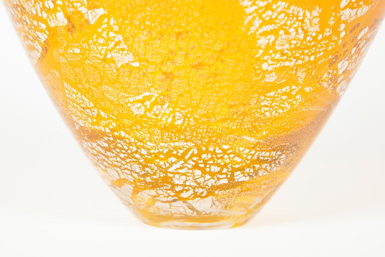 Precious Vase in Amber, a unique vase with silver leaf by Cathryn