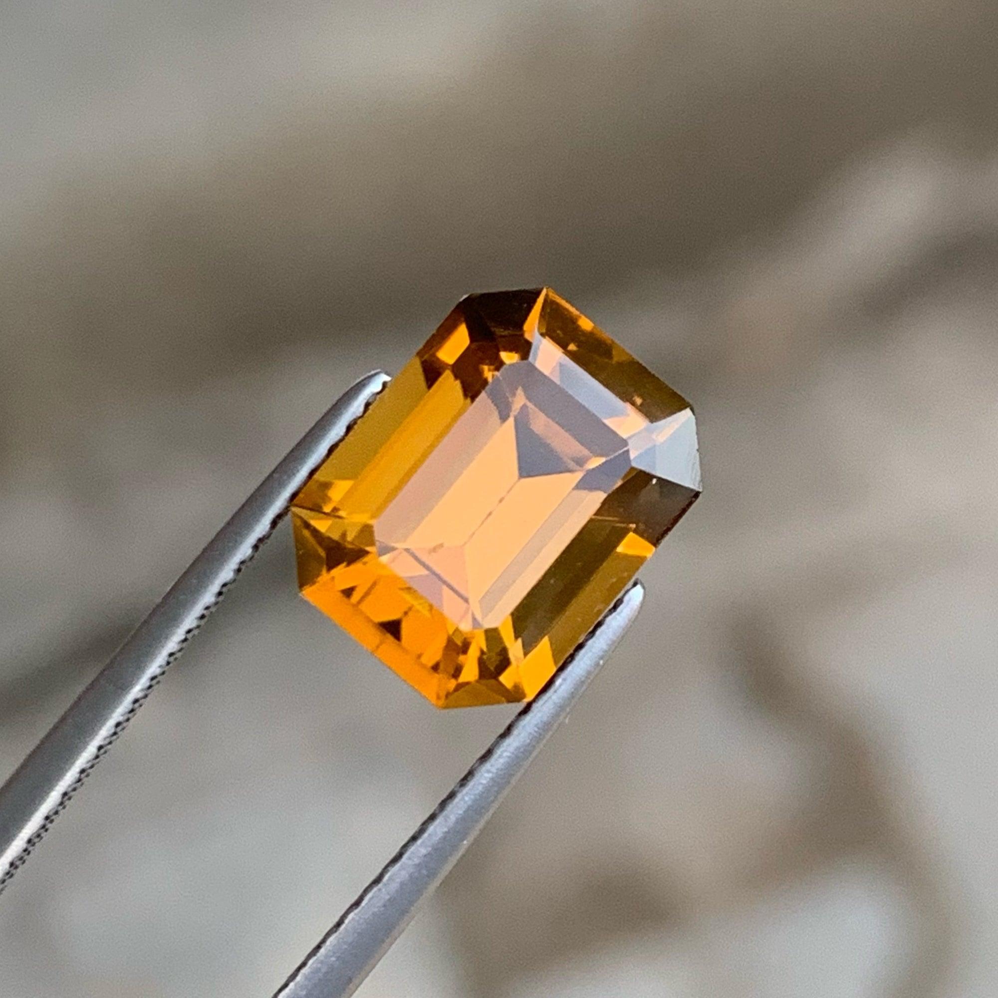 Präzise Smaragd Schliff Honey Citrin Stein 4,80 CTS natürlichen Citrin für Schmuck (Smaragdschliff)