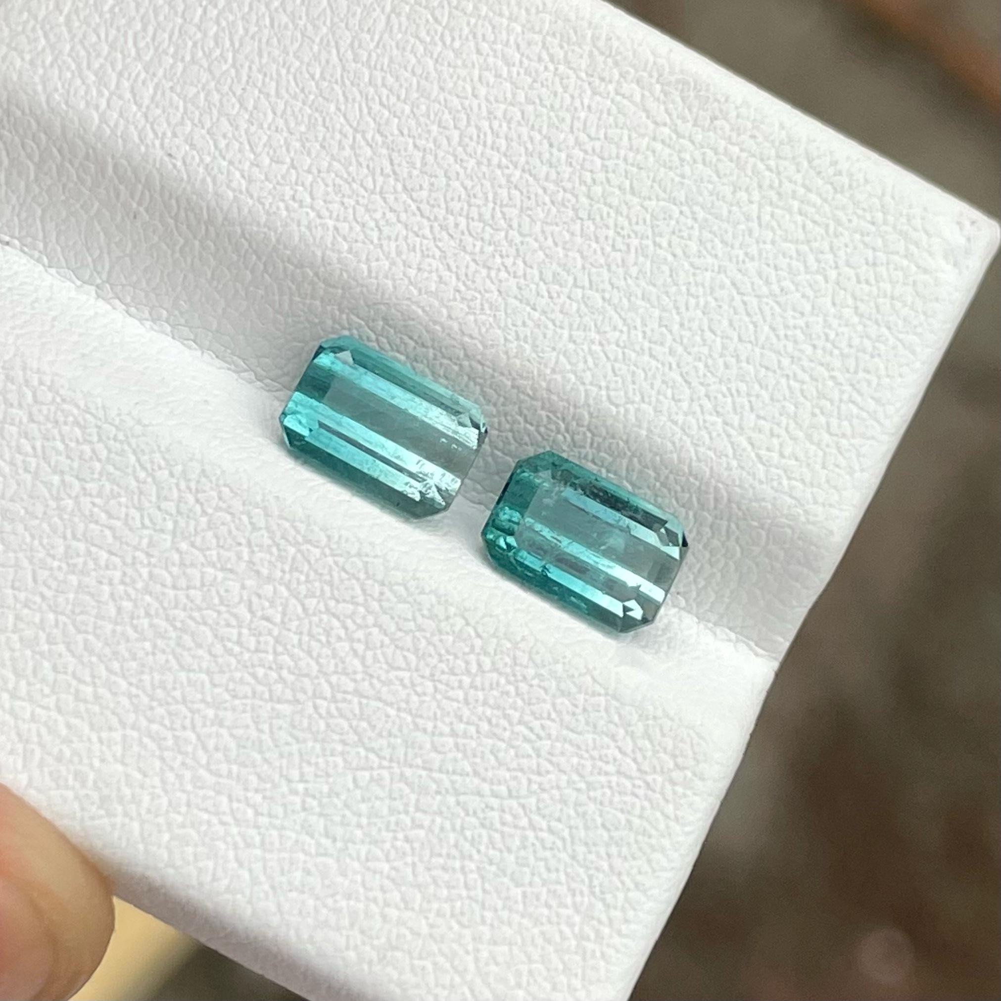This beautiful pair of Precisely Emerald cut 3.01 Carat bicolor Tourmaline pair was acquired as faceted gems in Peshawar and was mined in Kunar, Afghanistan. 

Each piece weighs about 1.50 Carat and It will make a beautiful piece of earrings. It was