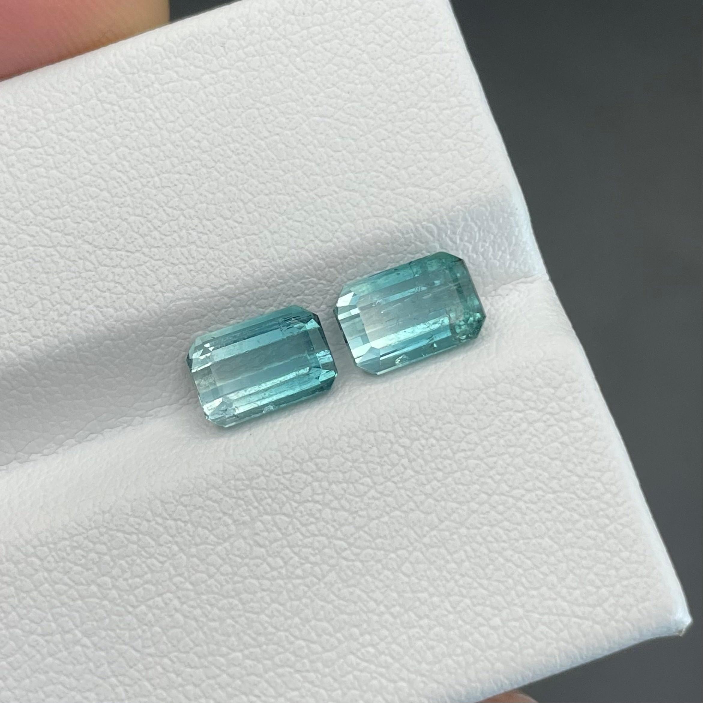Modern Precisely Emerald Cut 3.01 Carat Bicolor Tourmaline for Earrings Gandara Gems For Sale