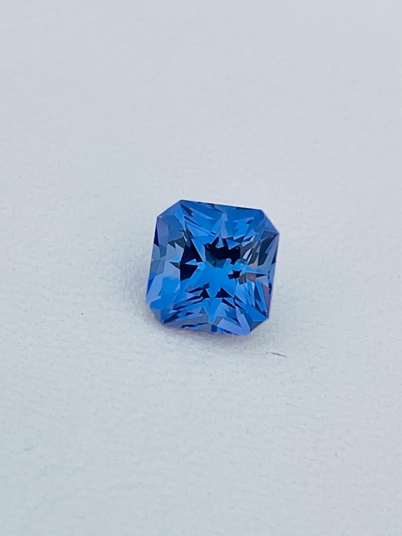 Name: master cut tanzanite 
weight: 1.88ct 
size: 6.9mm
origin: Tanzania 
color: blue
clarity: loop clean 
cut: precision master cut 


Precision cut and include design that only few professional master people can cut at world , this piece made by