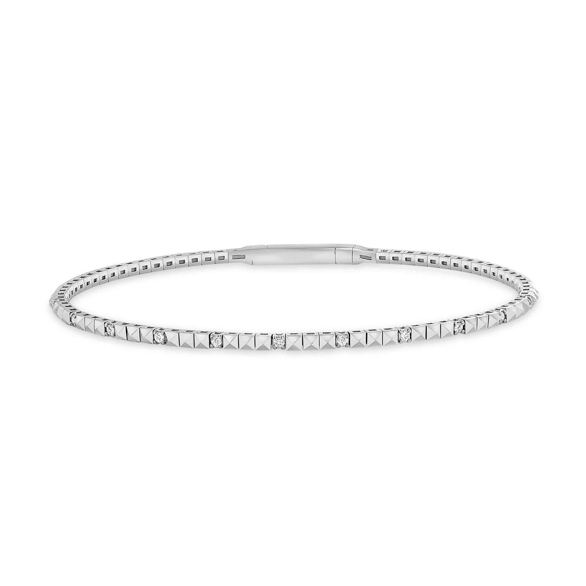Taglio rotondo Bracciale in oro 14K con diamanti taglio rotondo di precisione in vendita