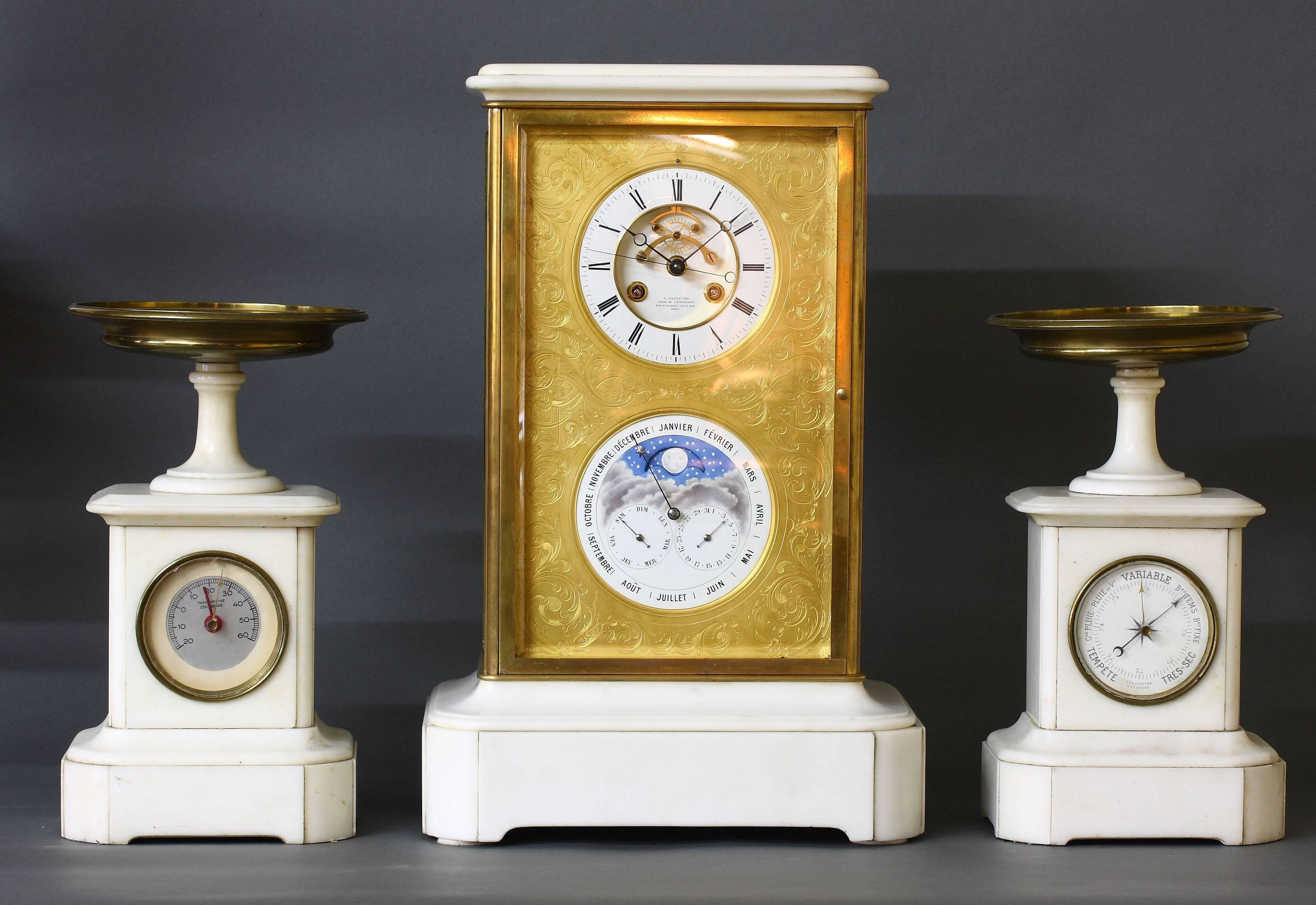 Enamel Precision Table Regulator with Perpetual Calendar by Constantin Detouche For Sale