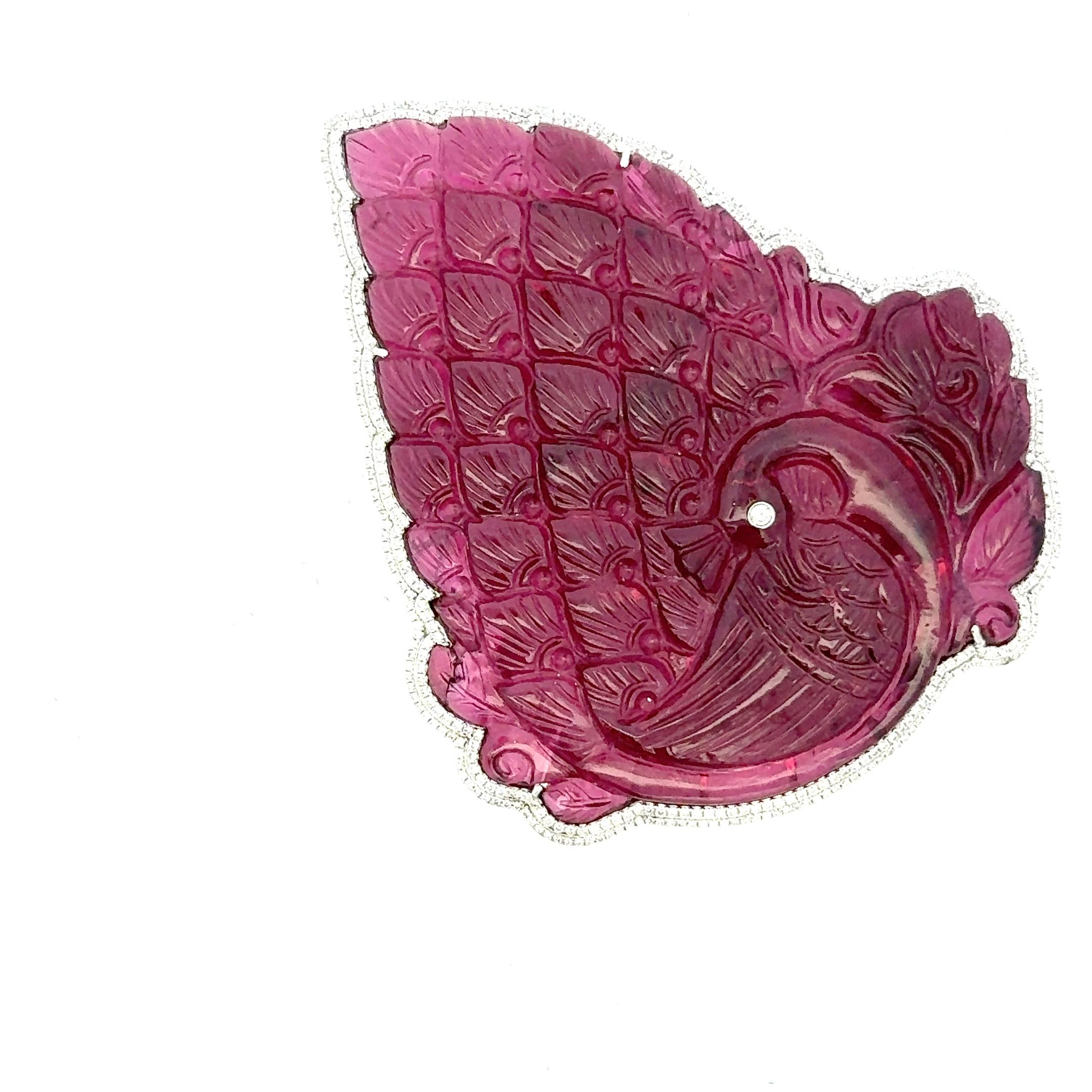 Women's Predominant Rubellite and diamond brooch Pendant For Sale