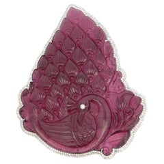 Predominant tourmaline " Rubellite"  and diamond brooch