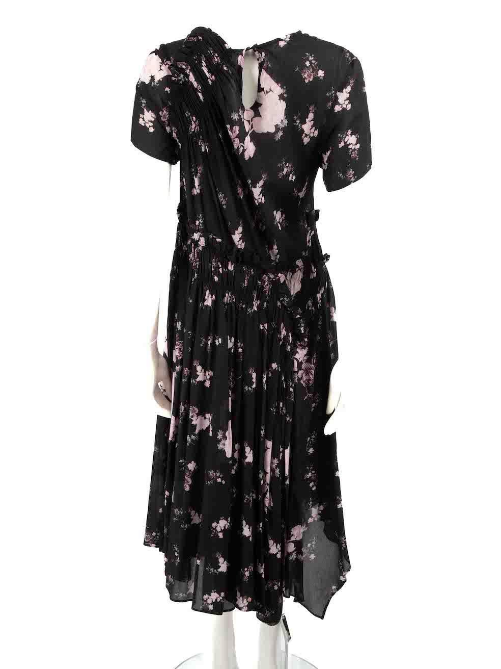 Preen By Thornton Bregazzi Black Floral Midi Dress Size M In Excellent Condition For Sale In London, GB