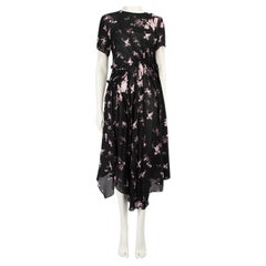 Preen By Thornton Bregazzi Black Floral Midi Dress Size M