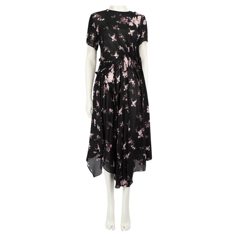 Preen By Thornton Bregazzi Black Floral Midi Dress Size M For Sale 