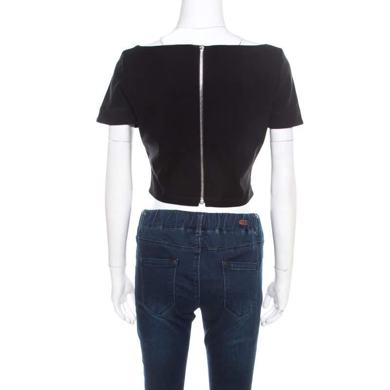 Preen by Thornton Bregazzi Black Stretch Crepe Zone Crop Top M In Good Condition In Dubai, Al Qouz 2