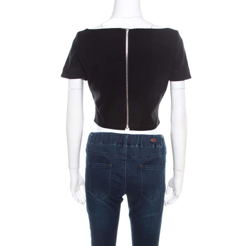 Preen by Thornton Bregazzi Black Stretch Crepe Zone Crop Top M In Good Condition For Sale In Dubai, Al Qouz 2