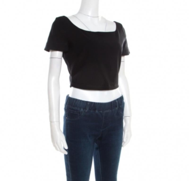 Donna Preen By Thornton Bregazzi Black Stretch Crepe Zone Crop Top M in vendita