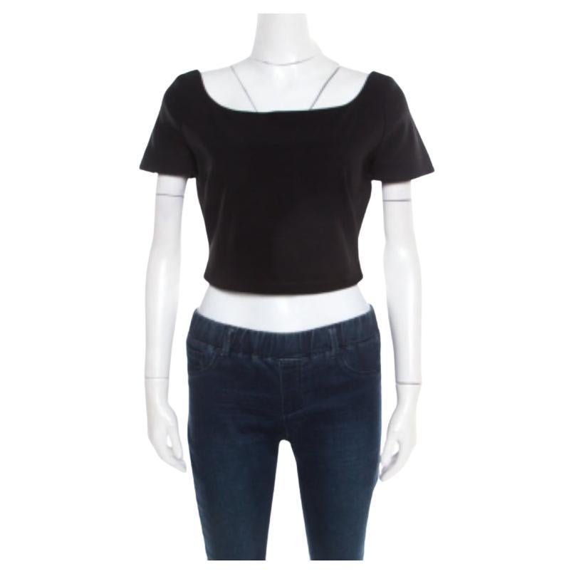 Preen By Thornton Bregazzi Black Stretch Crepe Zone Crop Top M in vendita